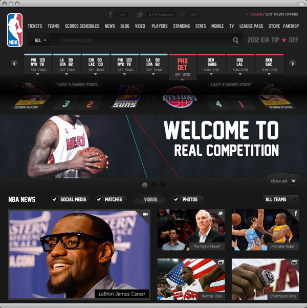 NBA .com Concept UI Design ( Personal Project ) on Behance #sports #web #basketball