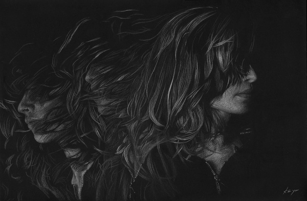 inmotion_maya_1024x.jpg (1024×672) #blackwhite #girl #motion #blur #hair #drawing
