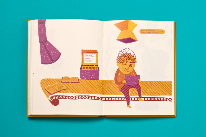 #book #illuminaten #bookbinding #relief #yellow #green #blue #multiply #screenprint #typography #illustration #infographic