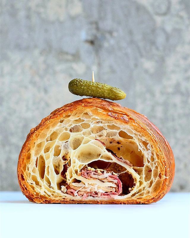 🚨New Flavor Drop🚨 REUBEN CROISSANT - a lower east side staple, rolled into a croissant and baked to perfection. Filled with loads of pastrami, house made mustard, house made sauerkraut and a topped with a pickle.