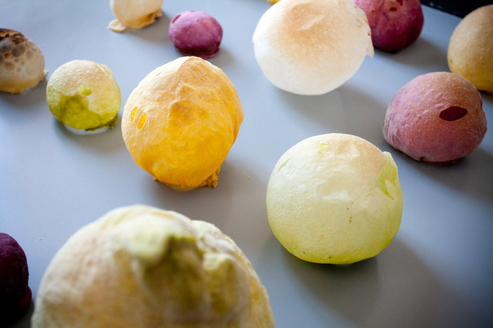 blow dough inflates pastries made from fresh herbs and vegetable juice #bread