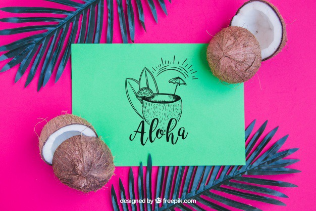 Aloha concept with coconut Free Psd. See more inspiration related to Flower, Mockup, Floral, Party, Summer, Paper, Beach, Sun, Leaves, Tropical, Holiday, Mock up, Coconut, Palm, Decorative, Vacation, Summer beach, Summer party, Aloha, Up, Beach party, Tropical flowers, Season, Concept, Hawaiian, Palm leaves, Composition, Mock, Exotic, Summertime and Seasonal on Freepik.