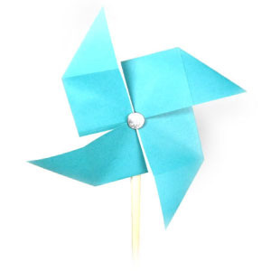 How to make a traditional origami pinwheel (http://www.origami-make.org/howto-origami-pinwheel.php)