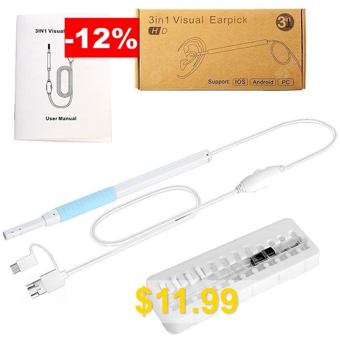 Gocomma #AN102 #Ear #Cleansing #Endoscope #3 #in #1 #Visual #Earpick #Borescope #Inspection #Ear #Wax #Remover #Tool #- #LIGHT #SKY #BLUE