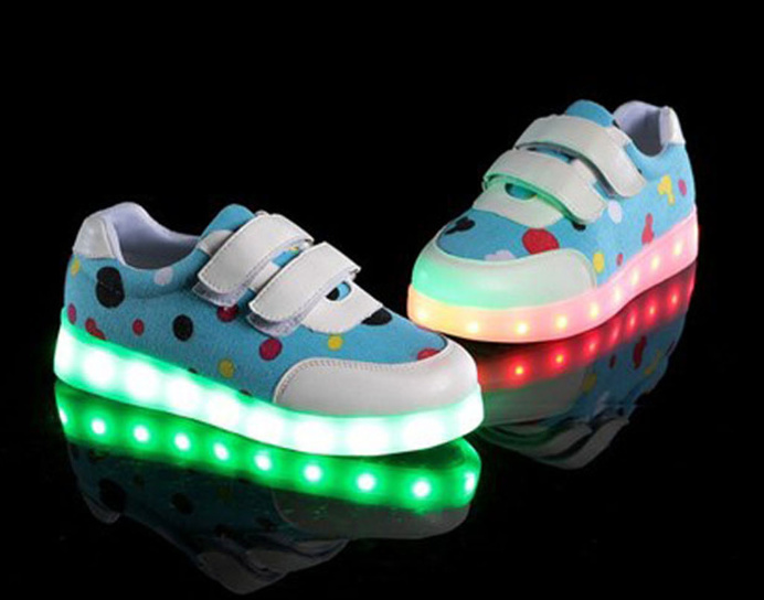 2016 light up shoes LED round head low flat shoes