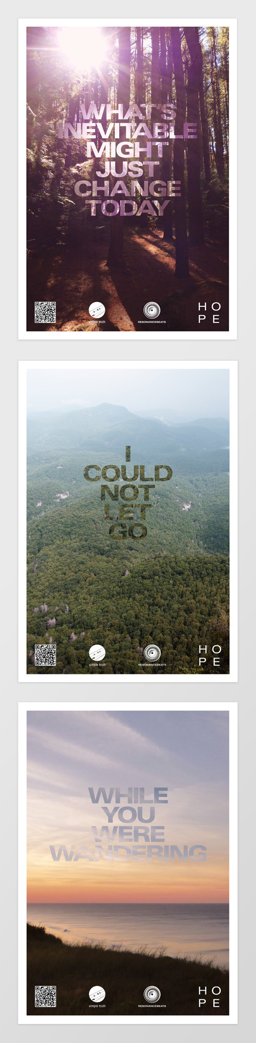 Qwill and Resonance / Hope #album #woods #photography #nature #poster #music #layout #beach #trees #typography