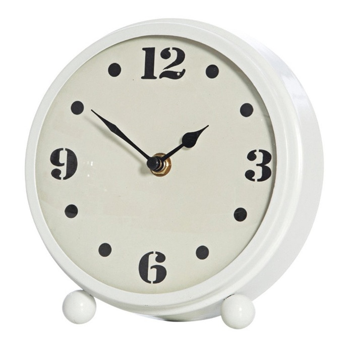 Mavis White Metal Table Clock