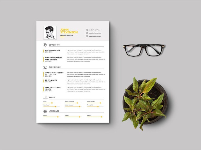 Free Clean Corporate Resume Template for Job Seeker