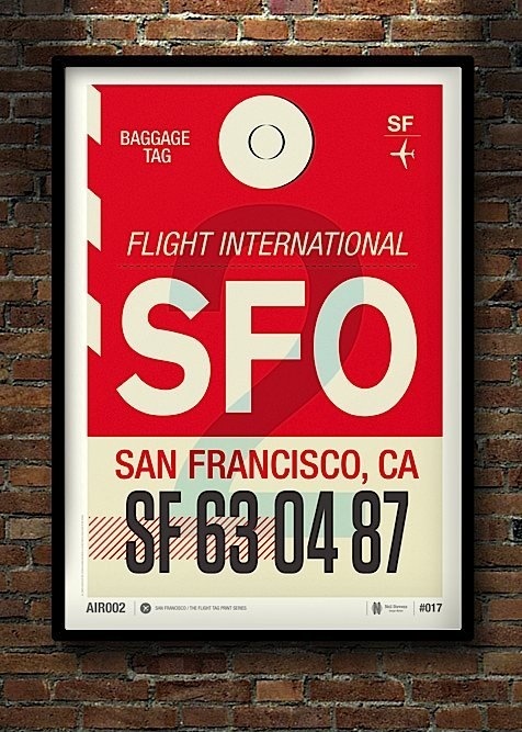 Modern Flight Tag Prints #red #sfo #flight #airplane #print #screen #tag #ca