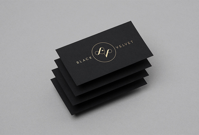 Black Velvet by NNATO #logo #mark #gold #stationary #print #business #card