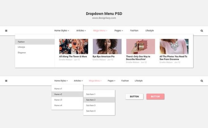 Fresh Dropdown Menu PSD