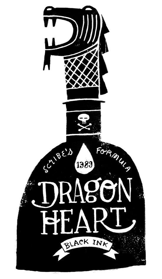 Dragon Heart Black Ink #dragon #ink #design #illustration #drawn #hand #typography