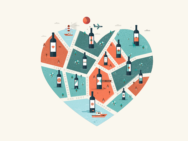 WINE CITY // For the love of wine on Behance #labal #cityscape #city #illustrator #quirky #wine #texture #map #label #illustration #vintage #poster #animals #logo #fun #cool