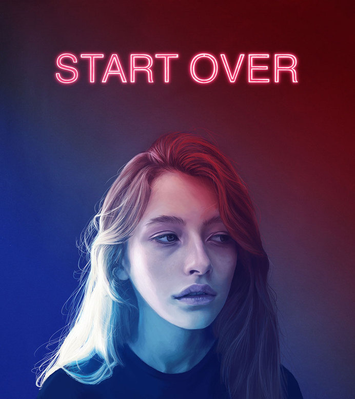 KEMI MAI | artnau #beauty #girl #start #over #illustration #portrait #glow #painting #art #neon
