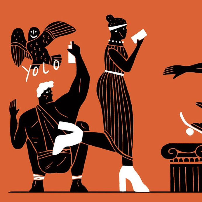 Grecs plus ultras ! Illustration pour @vanityfairfrance #grece🇬🇷 #yolo #indygrab #skate #selfie #illustration