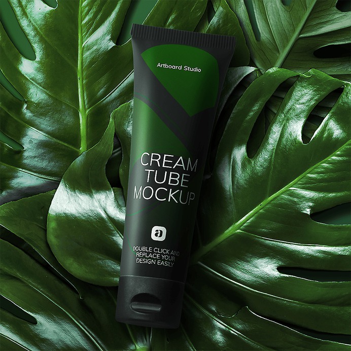 Cream tube cosmetic mockup scene #cosmetic #mockup #package #label #logo #skincare #cream #tube