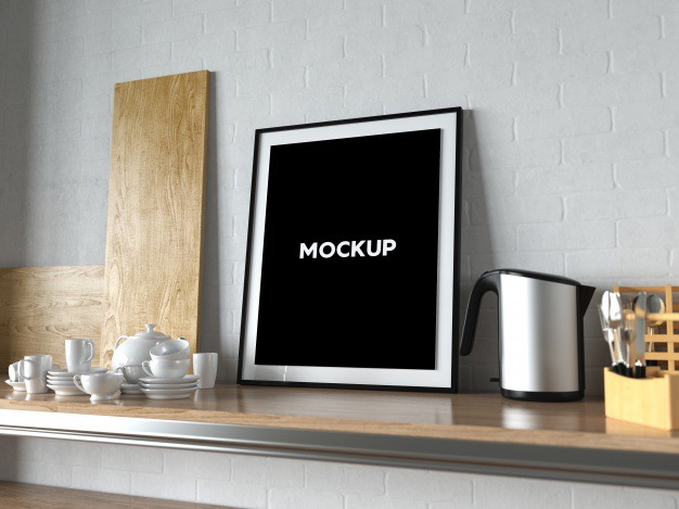Frame in a kitchen mock up design Free Psd. See more inspiration related to Frame, Mockup, Food, Design, Template, Frames, Kitchen, Web, Website, Mock up, Templates, Website template, Mockups, Up, Web template, Realistic, Real, Web templates, Mock ups, Mock and Ups on Freepik.