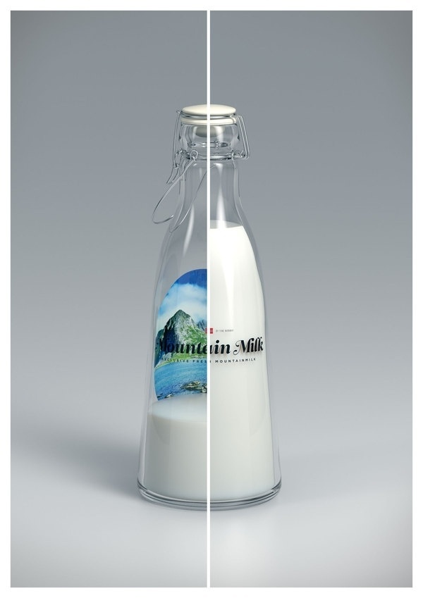 Tine Melk - Mountain Milk on the Behance Network #bottle #packaging #clean #liquid #transparent #milk #typography