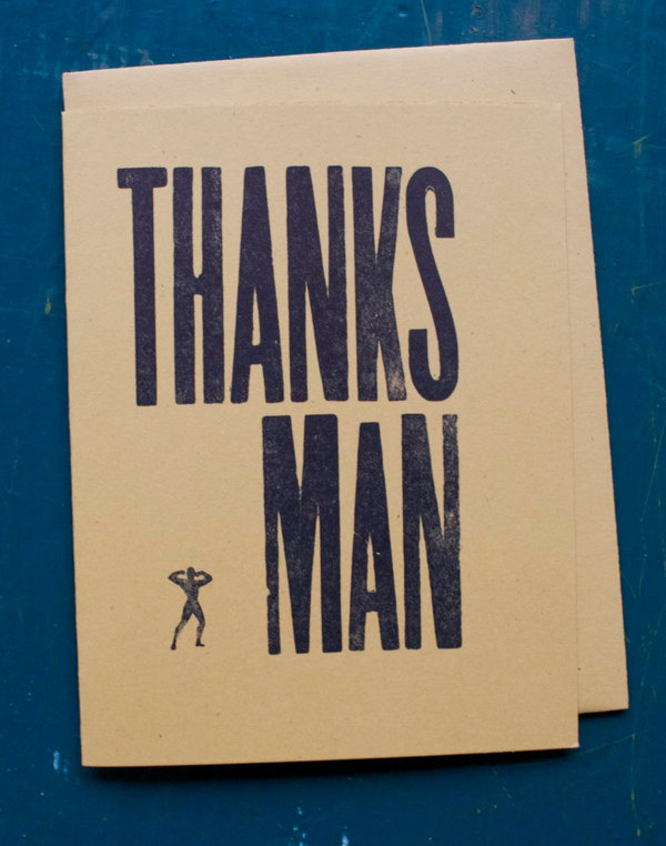 SALE thanks man letterpress card #card #letterpress