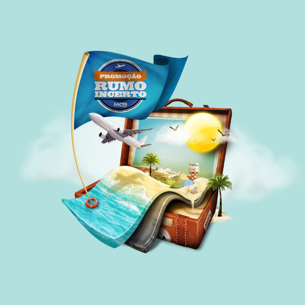 Promoção Rumo Incerto Lacta - Digital illustration #digital-illustration #sun #trip #travel