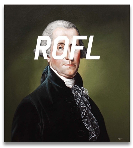 GW's Comment: Rolling On The Floor Laughing #text #message #george #washington #contemporary #rofl #shawn #huckins #art #painting