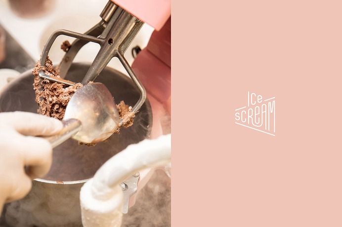 Ice Scream - Mindsparkle Mag Asthetique designed Ice Scream – the first established nitrogen ice cream shop in Bronx, NYC. It's cool, sweet and and the pop of color is a piece of joy! #logo #packaging #identity #branding #design #color #photography #graphic #design #gallery #blog #project #mindsparkle #mag #beautiful #portfolio #designer