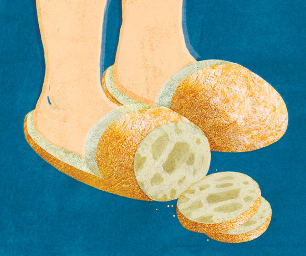 Ciabatta Illustrated Etymology #illustration #bread #slippers #adam r garcia #backing #ciabatta #illustrated etymology