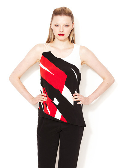 Printed Silk Crepe Top #gilt #red #shirt #tanktop #fashion