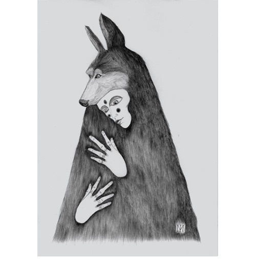 Ocho Cuervos #white #woman #black #cuervos #wolf #and #crayon #ocho