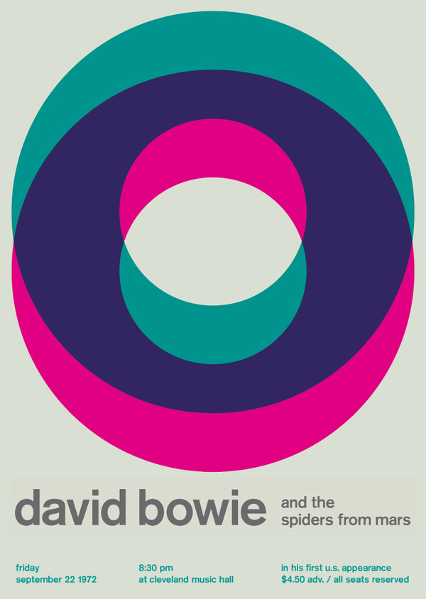 david bowie at cleveland music hall, 1972 - swissted #typography #poster #music #color