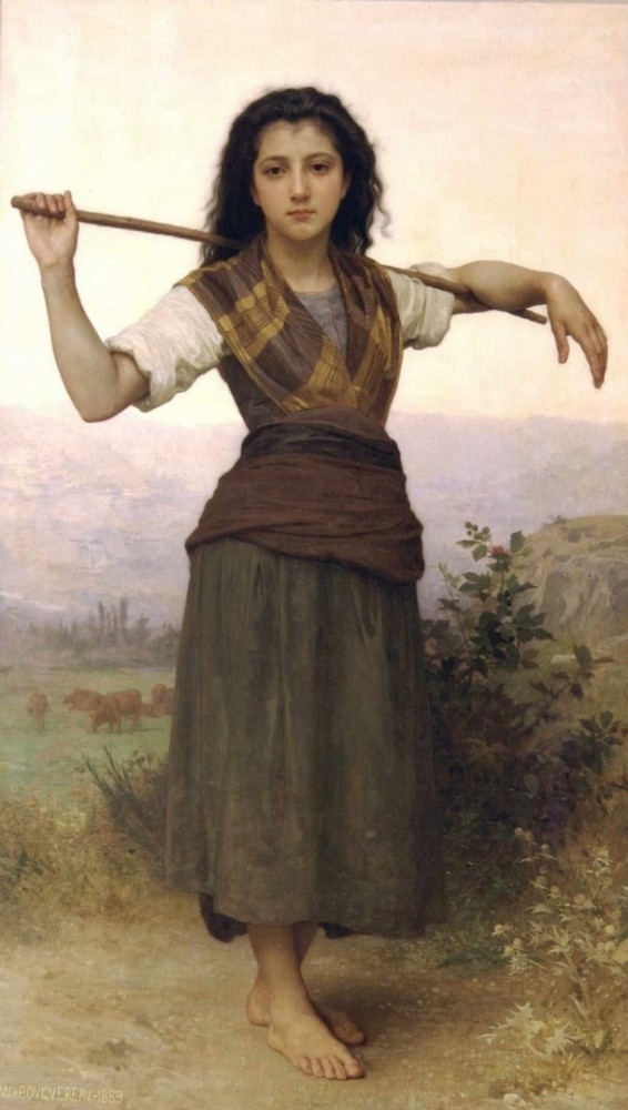 William Adolphe Bouguereau with oil painting "The Shepherdess" #oil #painting #paintings