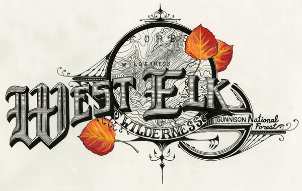 West Elk Wilderness #design #illustration #nature #pen #leaves #topography #type #hand #typography