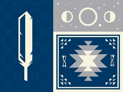 Dribbble - Dog & Moon by Michael Smith #illustration #pattern #feather #geometric