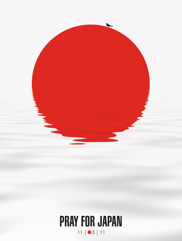 Pray for Japan #ripples #red #water #pray #illustration #posters #disaster #japan