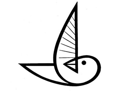 logo for Vonving Skofabrik designed by Fritjof Pedersén in Sweden around 1961-1962 #white #trademark #modern #color #black #bird #identity #vintage #pen #one #mid #logo #century