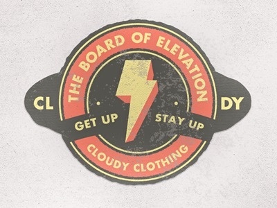 Dribbble - The Board of Elevation | Cloudy Clothing by Jordan Mahaffey #badge #clothing #vintage #texture