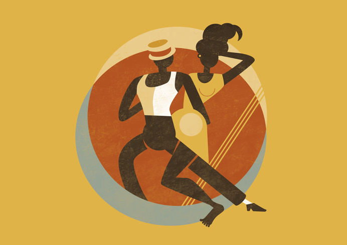 Feel Good Swing Dance School #poster #vintage #swing #lindyhop #illustration #micheletenaglia