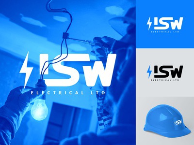 ISW Electrical Logo Design bolt local business electrical logo minimalism modern logo clean logo designer design minimal vector logo branding brand identity