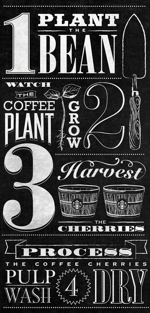 Starbucks Bean to Beverage Chalk Board Mural by Jaymie McAmmond #typography