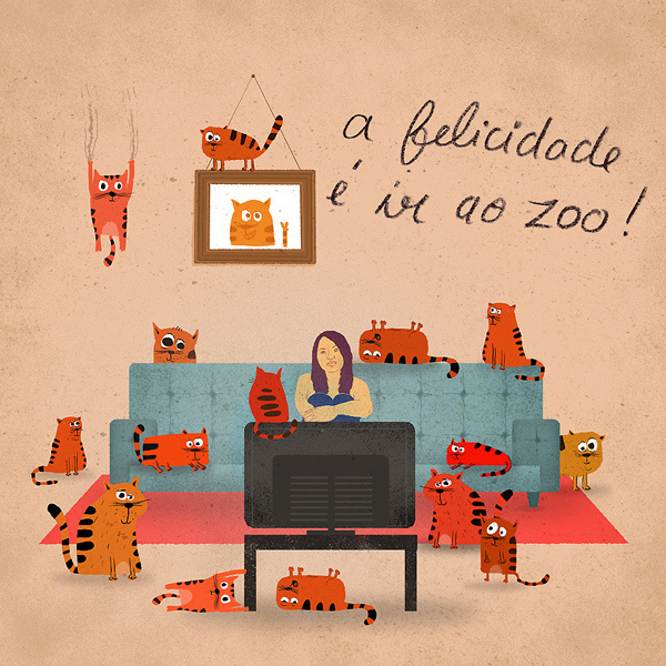 Hapiness is... on Behance #illustration #zoo #cats #hapiness