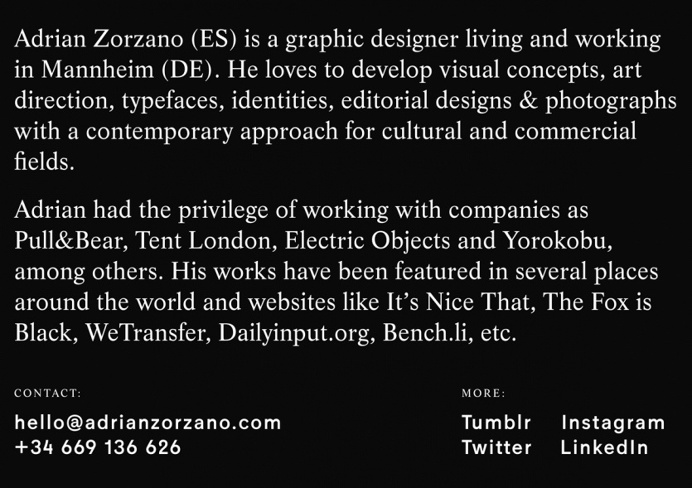 Adrian Zorzano graphic design art direction Spain Germany webdesign site of the day best beautiful minimal typography type design mindspark