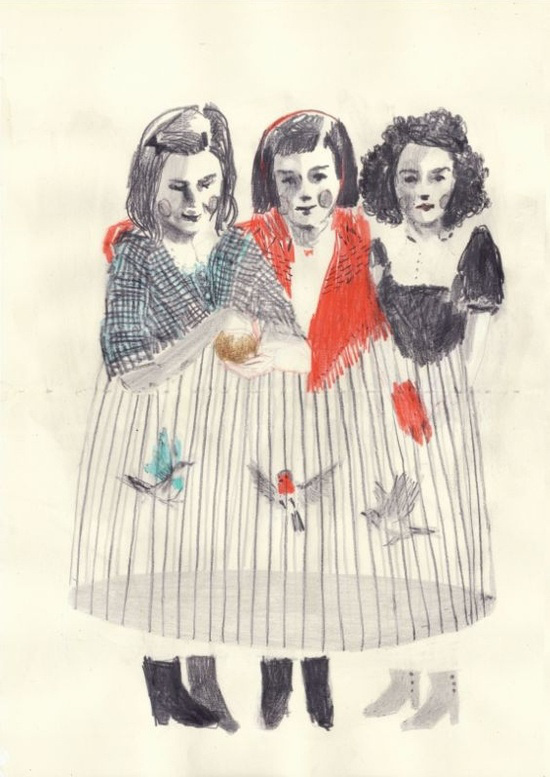 Viola Niccolai Grimm #cage #illustration #girls #bird