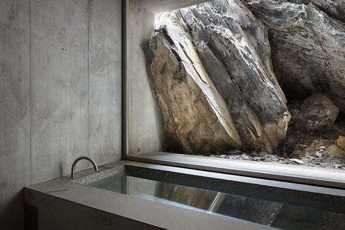 nickisch sano walder preserve the refugi lieptgas in concrete #cabin
