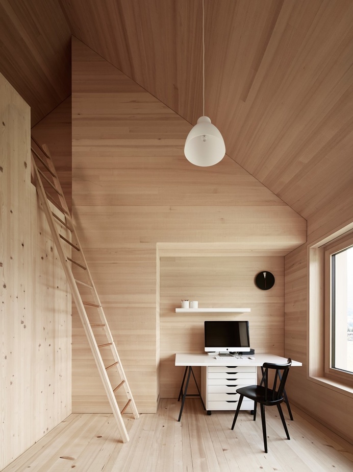 #loft #office #stairs #sprucewood #wallclock #blackchair #filcabinet #blackandwhite #interior #inside #workspace #storage