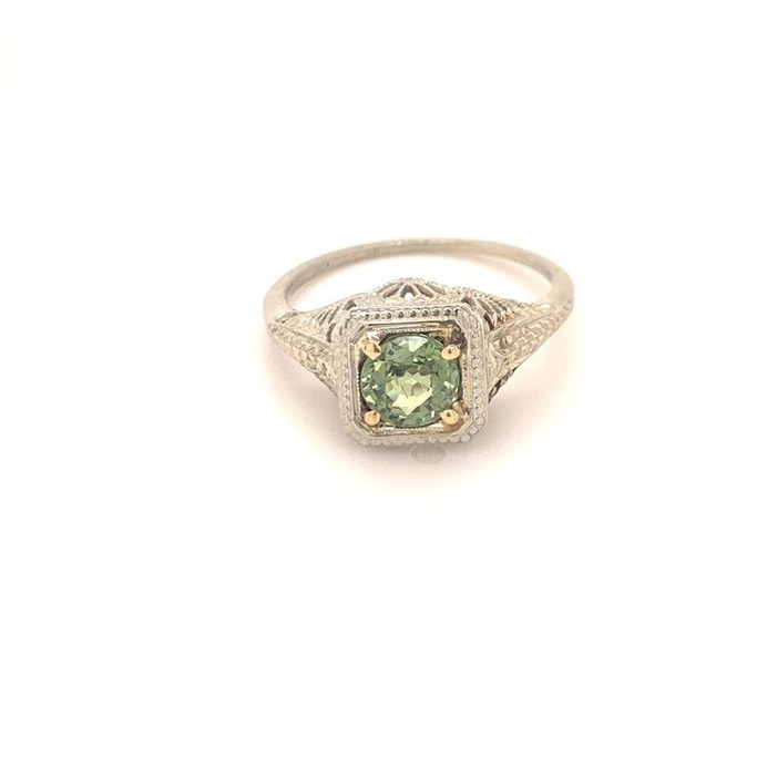White Gold and Green Sapphire Ring