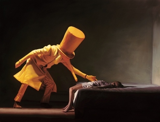 Gottfried Helnwein | WORKS | Mixed Media on Canvas | Untitled #creepy #helnwein #dude #bird #painting