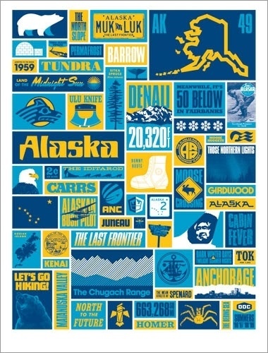 put me in your blue skies. #print #yellow #alaska #illustration #poster #blue