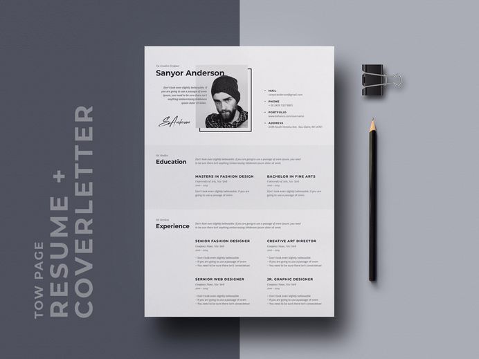 Free Stylish CV/Resume Template with Cover Letter Page