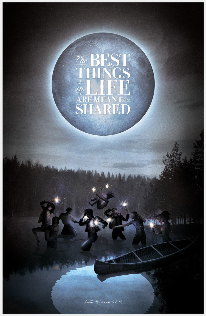 The Best Things in Life are Meant to be Shared - Stephanie Butterworth #branding #photomonthage #poster #collage #wedding #monochromatic