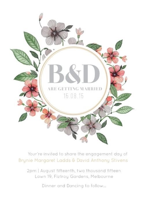 Floral Circle Invitation Set - Engagement Invitations #paperlust #engagement #invitation #engagementinvitation #design #floral #digitalcard